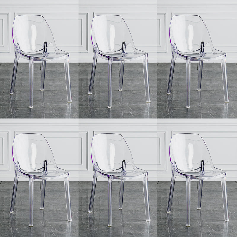 Indoor-Outdoor Plastic Side Chair Stacking Dining Accent Chair White 6 Piece Set Clearhalo 'Dining Chairs' 'Dining Tables & Seating' 'dining_chair' 'furn' 'furn_dining_chair' 'Furniture' 'Kitchen & Dining Furniture' 6635112