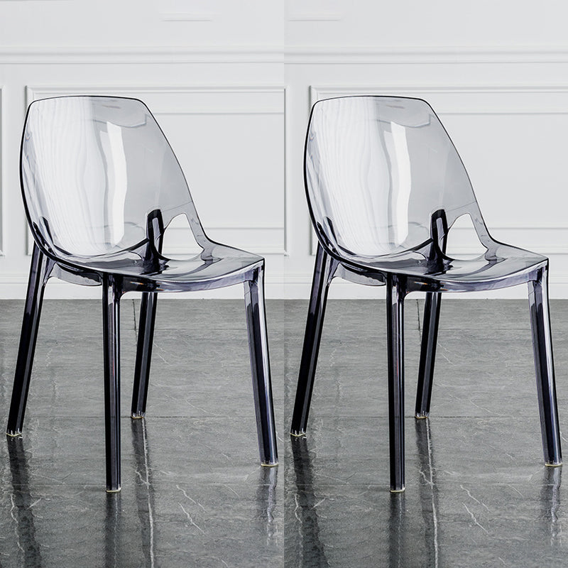 Indoor-Outdoor Plastic Side Chair Stacking Dining Accent Chair Grey 2 Piece Set Clearhalo 'Dining Chairs' 'Dining Tables & Seating' 'dining_chair' 'furn' 'furn_dining_chair' 'Furniture' 'Kitchen & Dining Furniture' 6635117