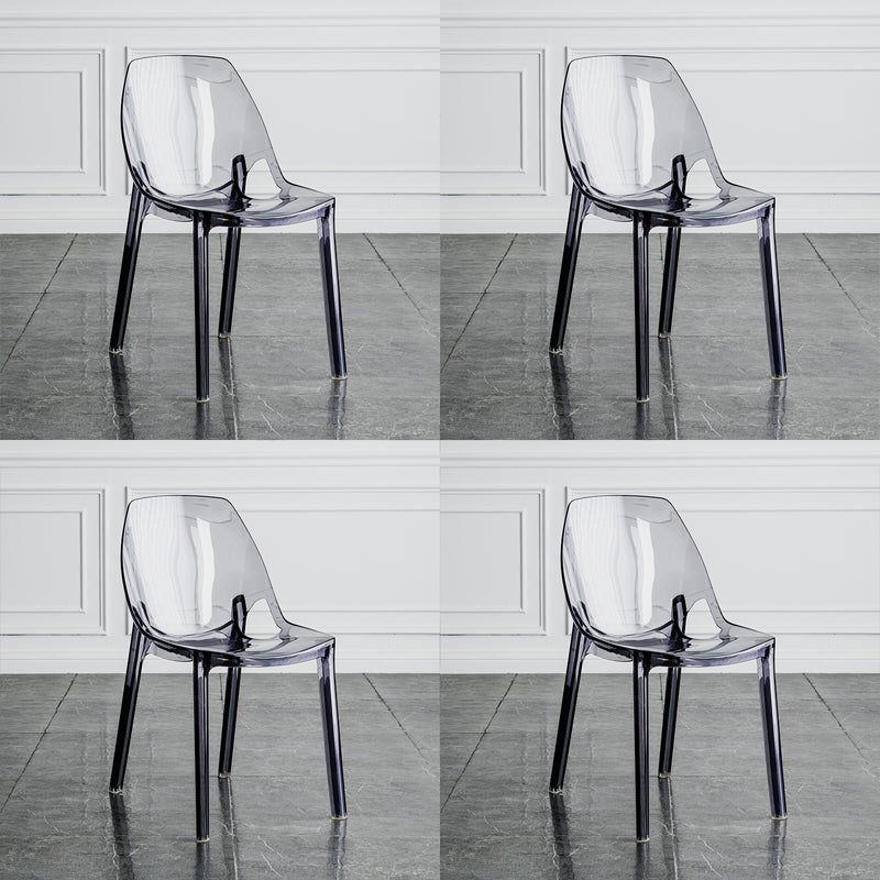 Indoor-Outdoor Plastic Side Chair Stacking Dining Accent Chair Grey 4 Piece Set Clearhalo 'Dining Chairs' 'Dining Tables & Seating' 'dining_chair' 'furn' 'furn_dining_chair' 'Furniture' 'Kitchen & Dining Furniture' 6635119