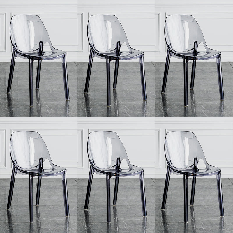 Indoor-Outdoor Plastic Side Chair Stacking Dining Accent Chair Grey 6 Piece Set Clearhalo 'Dining Chairs' 'Dining Tables & Seating' 'dining_chair' 'furn' 'furn_dining_chair' 'Furniture' 'Kitchen & Dining Furniture' 6635121