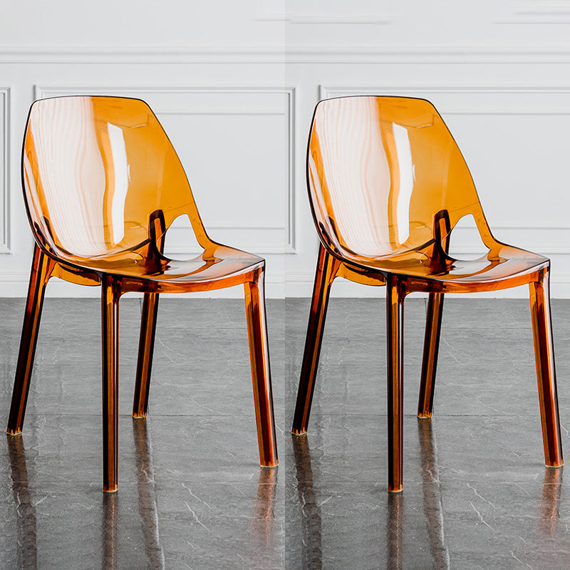 Indoor-Outdoor Plastic Side Chair Stacking Dining Accent Chair Brown 2 Piece Set Clearhalo 'Dining Chairs' 'Dining Tables & Seating' 'dining_chair' 'furn' 'furn_dining_chair' 'Furniture' 'Kitchen & Dining Furniture' 6635125