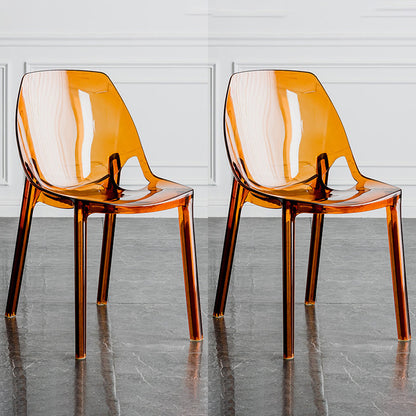 Indoor-Outdoor Plastic Side Chair Stacking Dining Accent Chair Brown 2 Piece Set Clearhalo 'Dining Chairs' 'Dining Tables & Seating' 'dining_chair' 'furn' 'furn_dining_chair' 'Furniture' 'Kitchen & Dining Furniture' 6635125