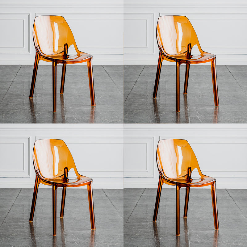 Indoor-Outdoor Plastic Side Chair Stacking Dining Accent Chair Brown 4 Piece Set Clearhalo 'Dining Chairs' 'Dining Tables & Seating' 'dining_chair' 'furn' 'furn_dining_chair' 'Furniture' 'Kitchen & Dining Furniture' 6635126