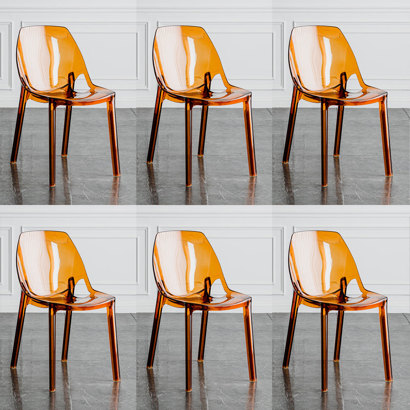 Indoor-Outdoor Plastic Side Chair Stacking Dining Accent Chair Brown 6 Piece Set Clearhalo 'Dining Chairs' 'Dining Tables & Seating' 'dining_chair' 'furn' 'furn_dining_chair' 'Furniture' 'Kitchen & Dining Furniture' 6635127