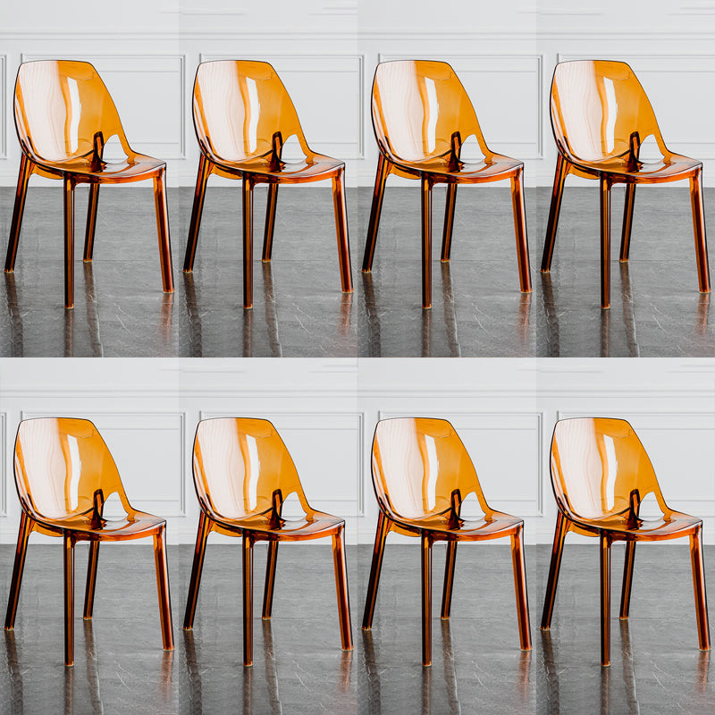 Indoor-Outdoor Plastic Side Chair Stacking Dining Accent Chair Brown 8 Piece Set Clearhalo 'Dining Chairs' 'Dining Tables & Seating' 'dining_chair' 'furn' 'furn_dining_chair' 'Furniture' 'Kitchen & Dining Furniture' 6635128