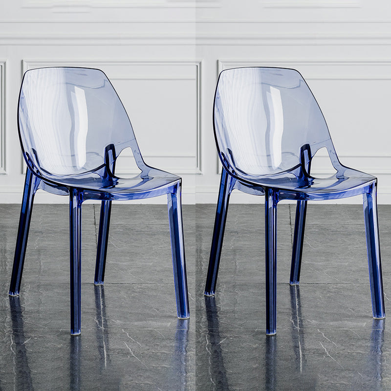 Indoor-Outdoor Plastic Side Chair Stacking Dining Accent Chair Blue 2 Piece Set Clearhalo 'Dining Chairs' 'Dining Tables & Seating' 'dining_chair' 'furn' 'furn_dining_chair' 'Furniture' 'Kitchen & Dining Furniture' 6635129