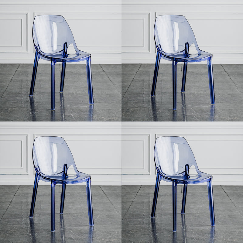 Indoor-Outdoor Plastic Side Chair Stacking Dining Accent Chair Blue 4 Piece Set Clearhalo 'Dining Chairs' 'Dining Tables & Seating' 'dining_chair' 'furn' 'furn_dining_chair' 'Furniture' 'Kitchen & Dining Furniture' 6635130