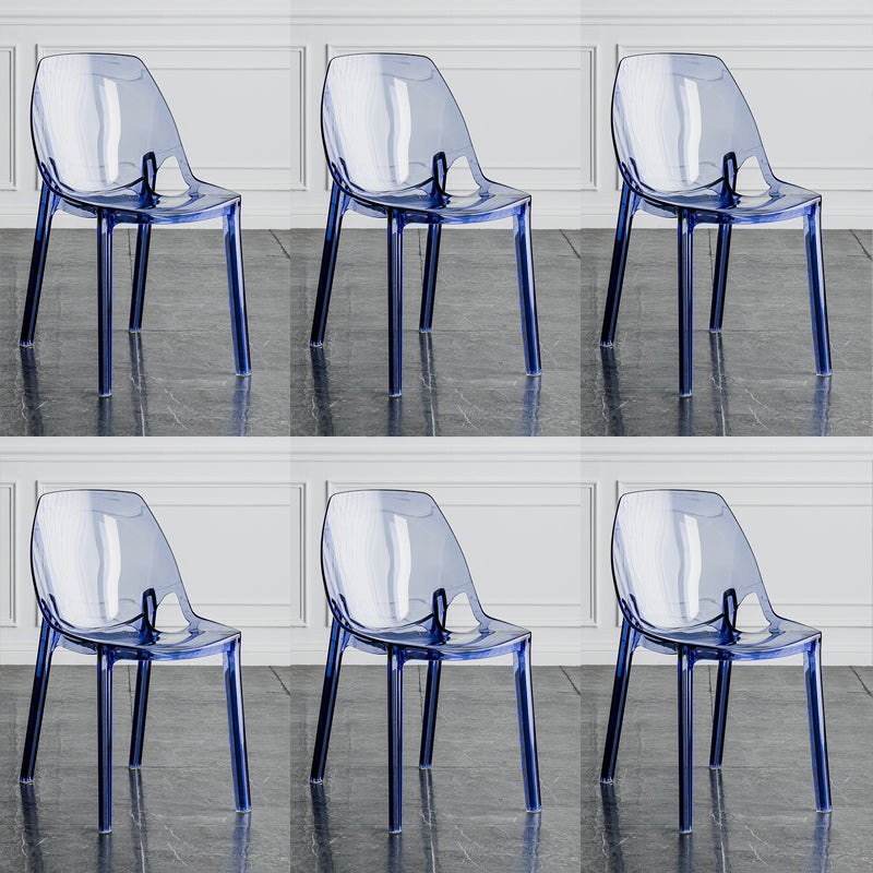 Indoor-Outdoor Plastic Side Chair Stacking Dining Accent Chair Blue 6 Piece Set Clearhalo 'Dining Chairs' 'Dining Tables & Seating' 'dining_chair' 'furn' 'furn_dining_chair' 'Furniture' 'Kitchen & Dining Furniture' 6635131