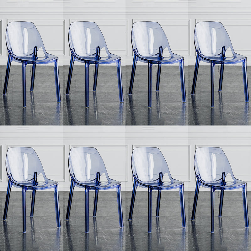 Indoor-Outdoor Plastic Side Chair Stacking Dining Accent Chair Blue 8 Piece Set Clearhalo 'Dining Chairs' 'Dining Tables & Seating' 'dining_chair' 'furn' 'furn_dining_chair' 'Furniture' 'Kitchen & Dining Furniture' 6635132