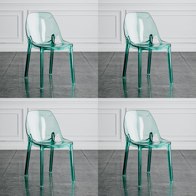 Indoor-Outdoor Plastic Side Chair Stacking Dining Accent Chair Green 4 Piece Set Clearhalo 'Dining Chairs' 'Dining Tables & Seating' 'dining_chair' 'furn' 'furn_dining_chair' 'Furniture' 'Kitchen & Dining Furniture' 6635134