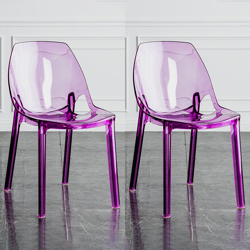 Indoor-Outdoor Plastic Side Chair Stacking Dining Accent Chair Purple 2 Piece Set Clearhalo 'Dining Chairs' 'Dining Tables & Seating' 'dining_chair' 'furn' 'furn_dining_chair' 'Furniture' 'Kitchen & Dining Furniture' 6635137