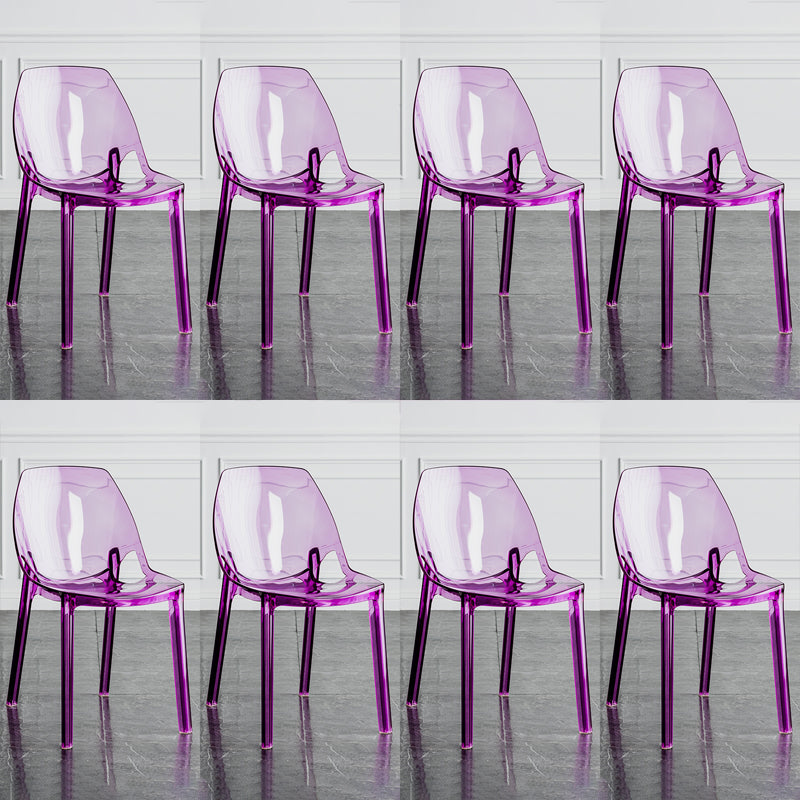 Indoor-Outdoor Plastic Side Chair Stacking Dining Accent Chair Purple 8 Piece Set Clearhalo 'Dining Chairs' 'Dining Tables & Seating' 'dining_chair' 'furn' 'furn_dining_chair' 'Furniture' 'Kitchen & Dining Furniture' 6635140