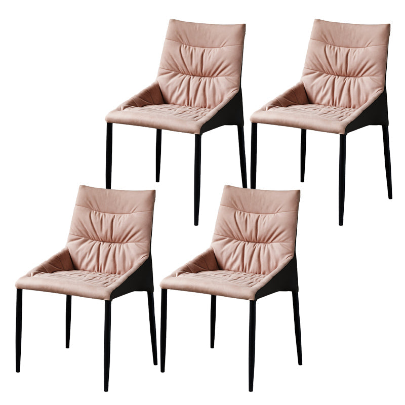 Home Dining Room Arm Chair Black Legs Upholstered Dining Chair Pink 4 Piece Set Clearhalo 'Dining Chairs' 'Dining Tables & Seating' 'dining_chair' 'furn' 'furn_dining_chair' 'Furniture' 'Kitchen & Dining Furniture' 6635177