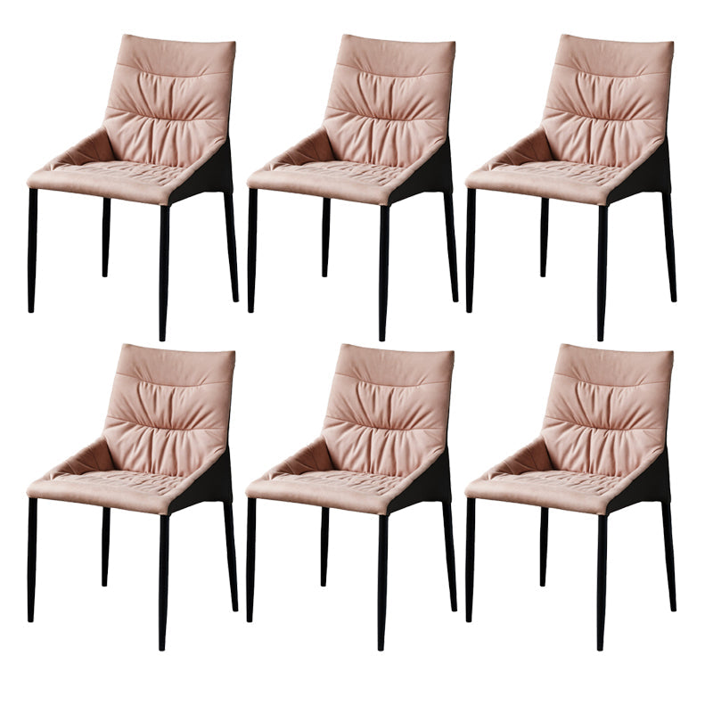 Home Dining Room Arm Chair Black Legs Upholstered Dining Chair Pink 6 Piece Set Clearhalo 'Dining Chairs' 'Dining Tables & Seating' 'dining_chair' 'furn' 'furn_dining_chair' 'Furniture' 'Kitchen & Dining Furniture' 6635180