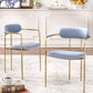 Glam Dining Arm Chair Velvet Dining Room Gold Legs Side Chair
