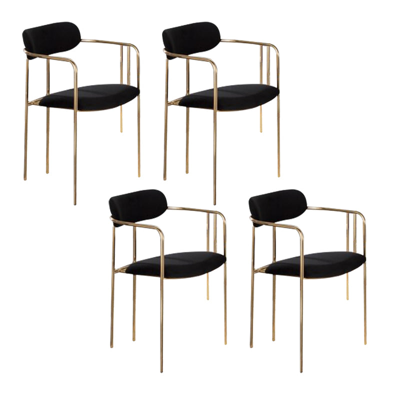 Glam Dining Arm Chair Velvet Dining Room Gold Legs Side Chair