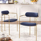Glam Dining Arm Chair Velvet Dining Room Gold Legs Side Chair