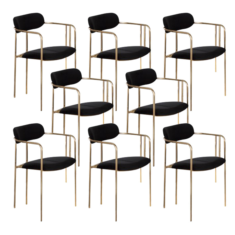 Glam Dining Arm Chair Velvet Dining Room Gold Legs Side Chair