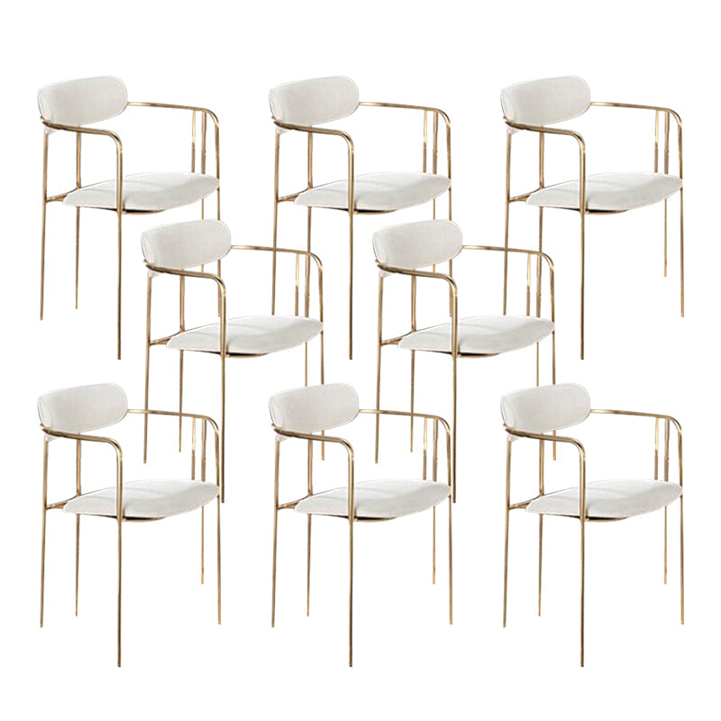 Glam Dining Arm Chair Velvet Dining Room Gold Legs Side Chair