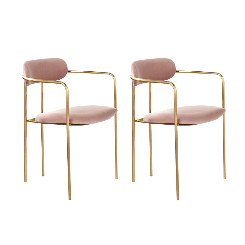 Glam Dining Arm Chair Velvet Dining Room Gold Legs Side Chair