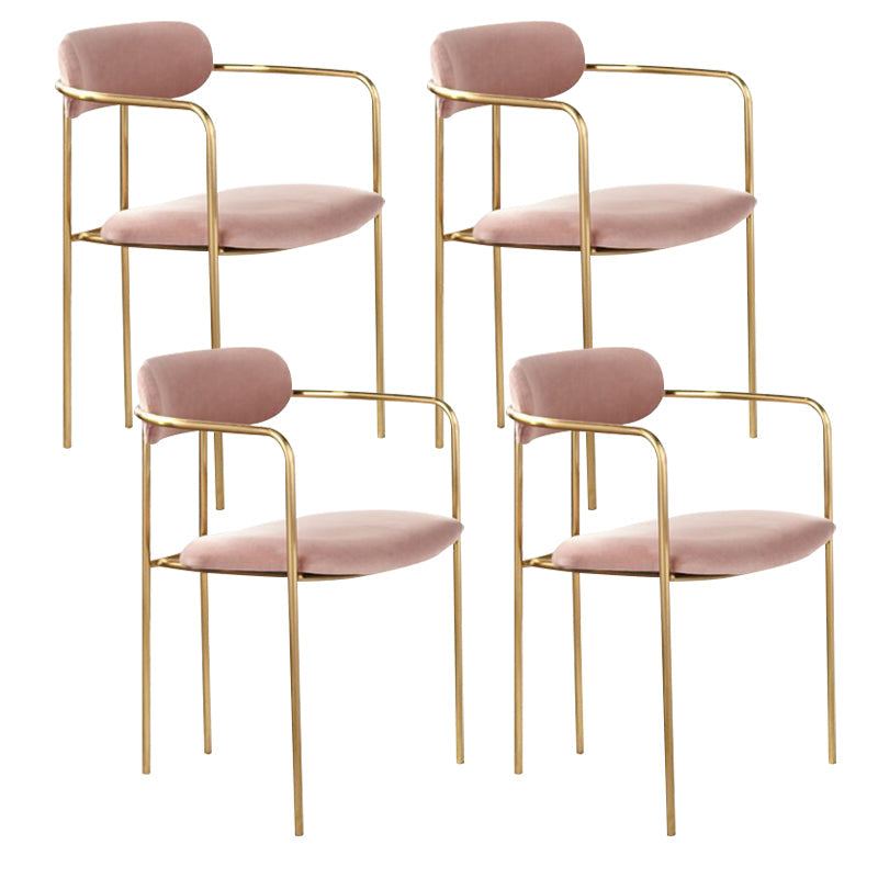Glam Dining Arm Chair Velvet Dining Room Gold Legs Side Chair
