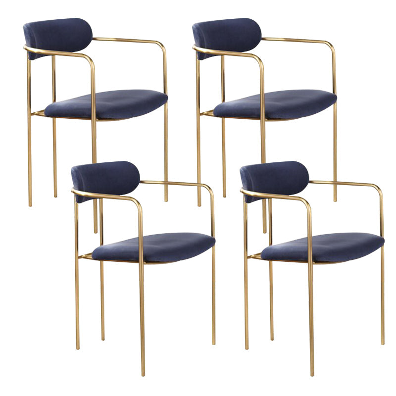 Glam Dining Arm Chair Velvet Dining Room Gold Legs Side Chair