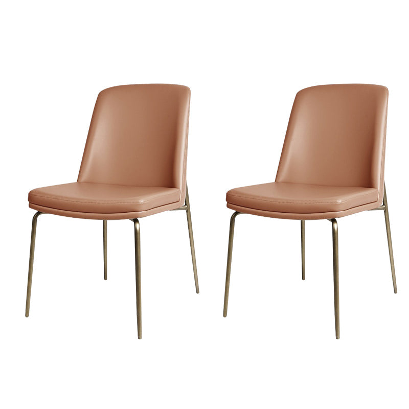 Upholstered Armless Dining Chairs Modern Indoor-Outdoor Chair Light Brown 2 Piece Set Clearhalo 'Dining Chairs' 'Dining Tables & Seating' 'dining_chair' 'furn' 'furn_dining_chair' 'Furniture' 'Kitchen & Dining Furniture' 6635476