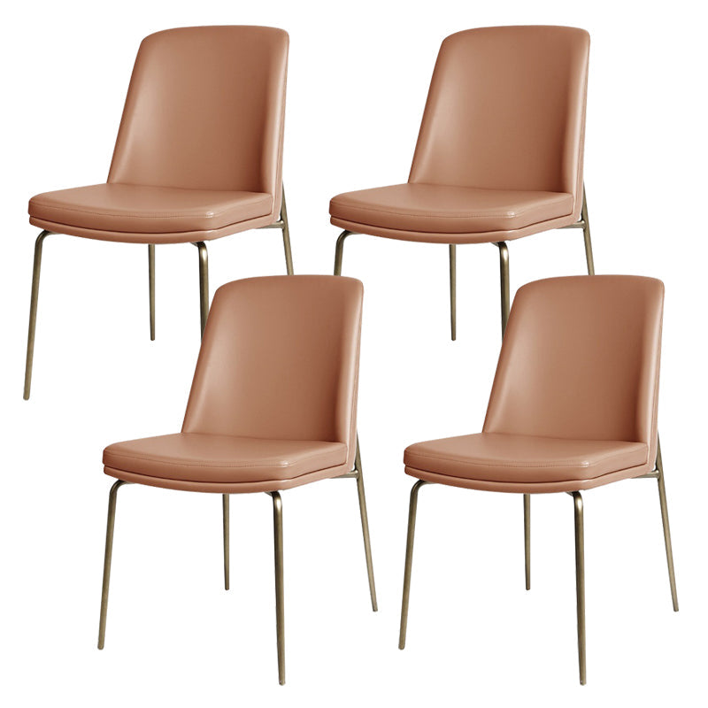 Upholstered Armless Dining Chairs Modern Indoor-Outdoor Chair Light Brown 4 Piece Set Clearhalo 'Dining Chairs' 'Dining Tables & Seating' 'dining_chair' 'furn' 'furn_dining_chair' 'Furniture' 'Kitchen & Dining Furniture' 6635477