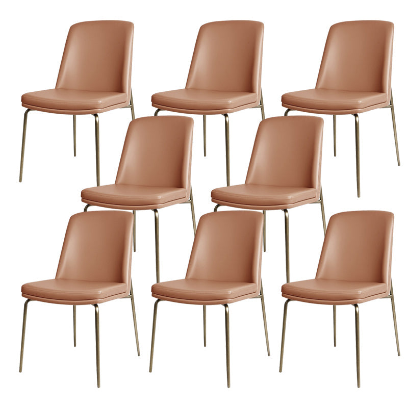 Upholstered Armless Dining Chairs Modern Indoor-Outdoor Chair Light Brown 8 Piece Set Clearhalo 'Dining Chairs' 'Dining Tables & Seating' 'dining_chair' 'furn' 'furn_dining_chair' 'Furniture' 'Kitchen & Dining Furniture' 6635479