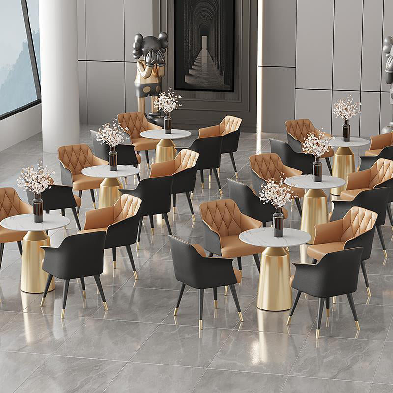 Silla de comedor de cocina moderna silla de cuero por imitación silla de brazo tapizado
