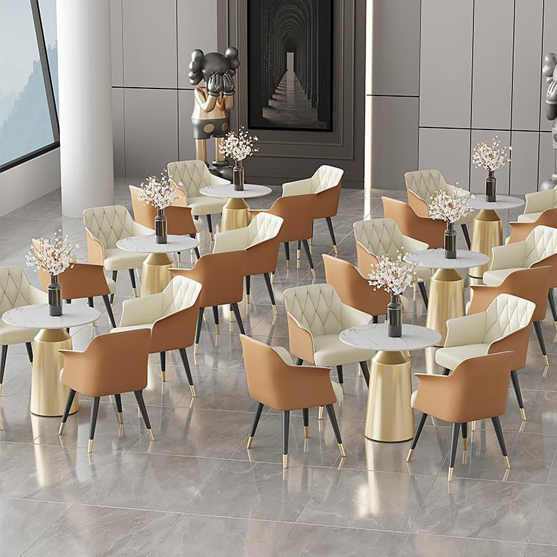 Silla de comedor de cocina moderna silla de cuero por imitación silla de brazo tapizado