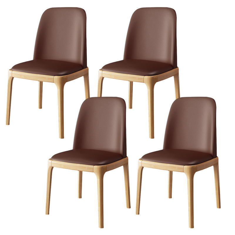 Wood Side Dining Chairs Modern Style Indoor-Outdoor Side Chair Brown 4 Piece Set Clearhalo 'Dining Chairs' 'Dining Tables & Seating' 'dining_chair' 'furn' 'furn_dining_chair' 'Furniture' 'Kitchen & Dining Furniture' 6635550