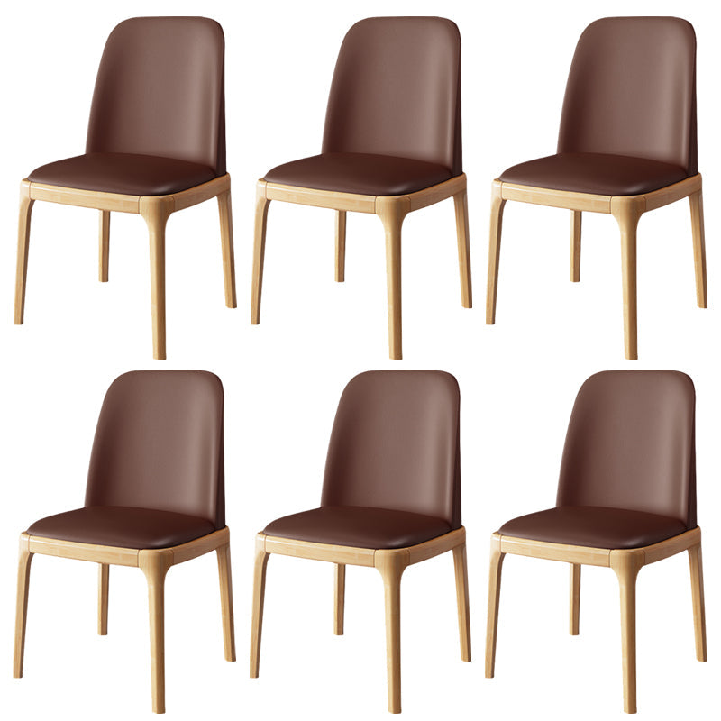 Wood Side Dining Chairs Modern Style Indoor-Outdoor Side Chair Brown 6 Piece Set Clearhalo 'Dining Chairs' 'Dining Tables & Seating' 'dining_chair' 'furn' 'furn_dining_chair' 'Furniture' 'Kitchen & Dining Furniture' 6635552