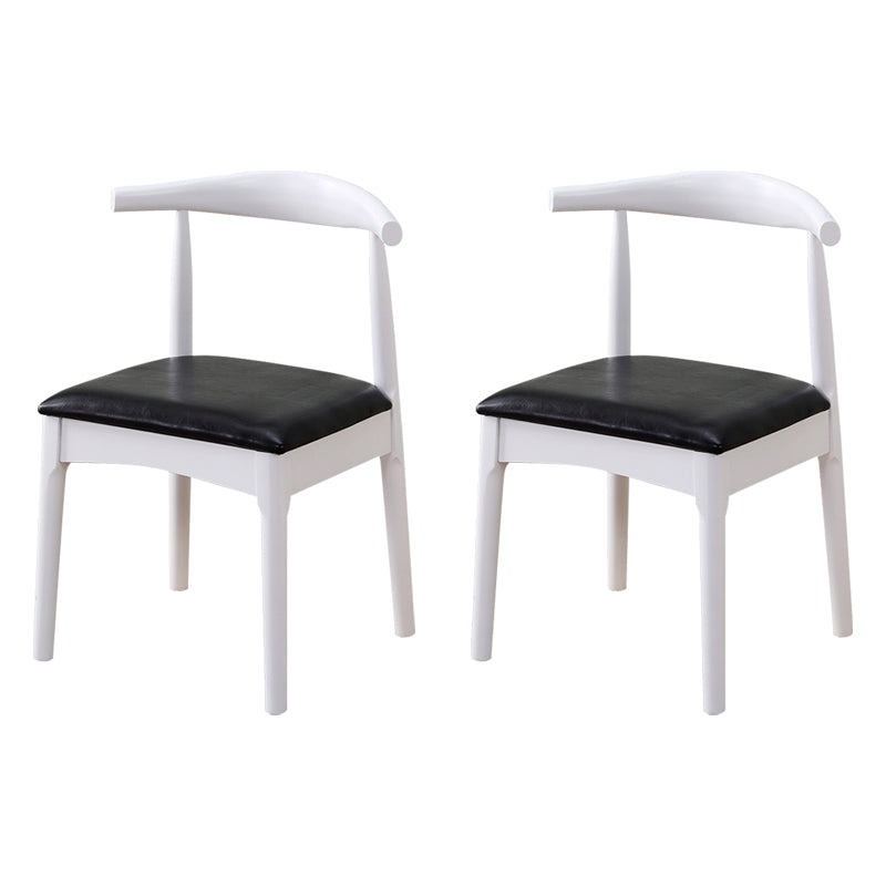 Wood Side Dining Chairs Modern Style Indoor-Outdoor Side Chair White-Black 2 Piece Set Clearhalo 'Dining Chairs' 'Dining Tables & Seating' 'dining_chair' 'furn' 'furn_dining_chair' 'Furniture' 'Kitchen & Dining Furniture' 6635555
