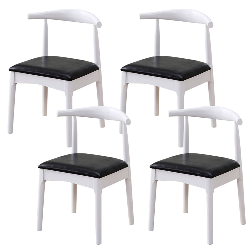 Wood Side Dining Chairs Modern Style Indoor-Outdoor Side Chair White-Black 4 Piece Set Clearhalo 'Dining Chairs' 'Dining Tables & Seating' 'dining_chair' 'furn' 'furn_dining_chair' 'Furniture' 'Kitchen & Dining Furniture' 6635556