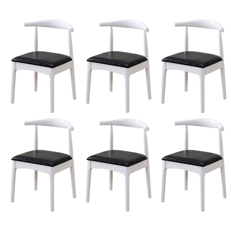 Wood Side Dining Chairs Modern Style Indoor-Outdoor Side Chair White-Black 6 Piece Set Clearhalo 'Dining Chairs' 'Dining Tables & Seating' 'dining_chair' 'furn' 'furn_dining_chair' 'Furniture' 'Kitchen & Dining Furniture' 6635557