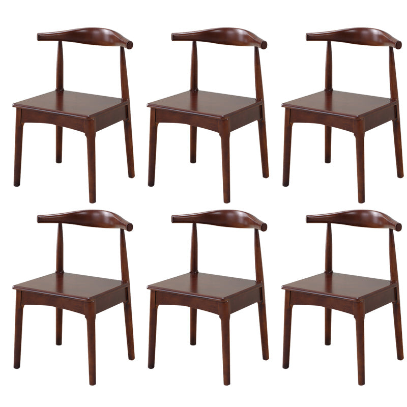 Wood Side Dining Chairs Modern Style Indoor-Outdoor Side Chair Nut-Brown 6 Piece Set Clearhalo 'Dining Chairs' 'Dining Tables & Seating' 'dining_chair' 'furn' 'furn_dining_chair' 'Furniture' 'Kitchen & Dining Furniture' 6635573