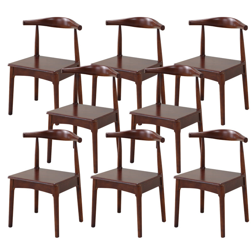 Wood Side Dining Chairs Modern Style Indoor-Outdoor Side Chair Nut-Brown 8 Piece Set Clearhalo 'Dining Chairs' 'Dining Tables & Seating' 'dining_chair' 'furn' 'furn_dining_chair' 'Furniture' 'Kitchen & Dining Furniture' 6635574