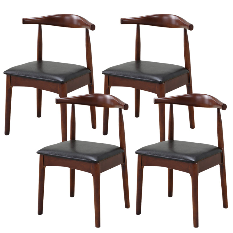 Wood Side Dining Chairs Modern Style Indoor-Outdoor Side Chair Walnut+Black 4 Piece Set Clearhalo 'Dining Chairs' 'Dining Tables & Seating' 'dining_chair' 'furn' 'furn_dining_chair' 'Furniture' 'Kitchen & Dining Furniture' 6635576