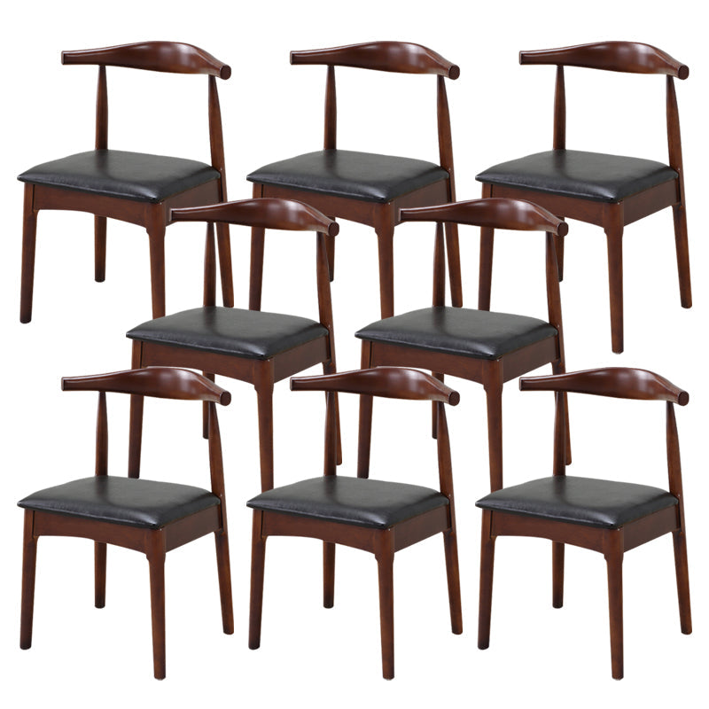 Wood Side Dining Chairs Modern Style Indoor-Outdoor Side Chair Walnut+Black 8 Piece Set Clearhalo 'Dining Chairs' 'Dining Tables & Seating' 'dining_chair' 'furn' 'furn_dining_chair' 'Furniture' 'Kitchen & Dining Furniture' 6635578