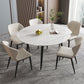 Modern Stone Dining Table with 4 Black Legs Table for Dining Room 59.1"L x 59.1"W x 29.5"H Without Chairs Clearhalo 'Dining Tables & Seating' 'Dining Tables' 'dining_table' 'furn' 'furn_dining_table' 'Furniture' 'Kitchen & Dining Furniture' 6635609
