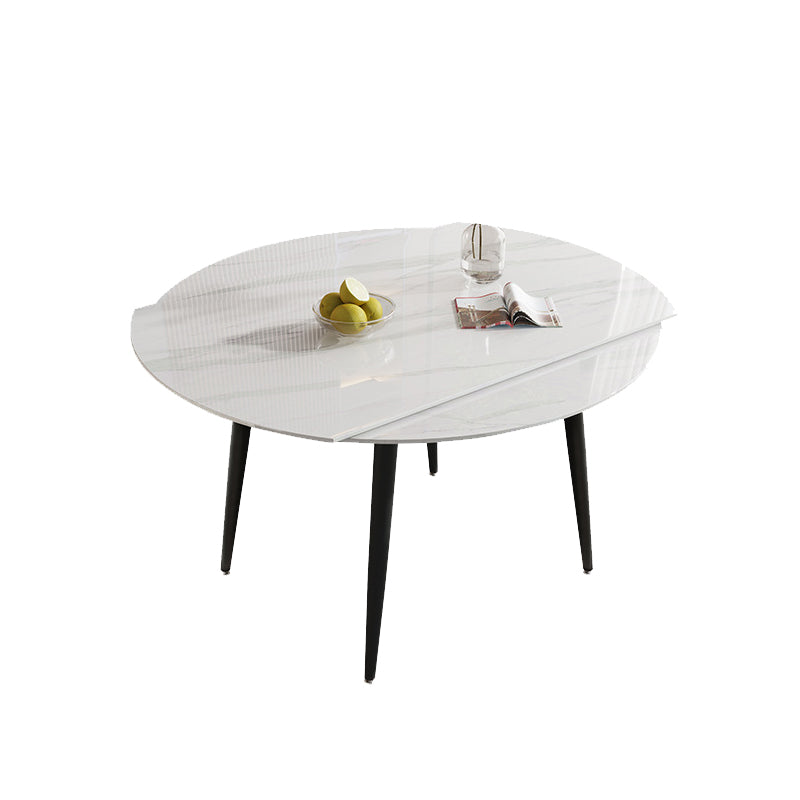 Modern Stone Dining Table with 4 Black Legs Table for Dining Room Clearhalo 'Dining Tables & Seating' 'Dining Tables' 'dining_table' 'furn' 'furn_dining_table' 'Furniture' 'Kitchen & Dining Furniture' 6635612