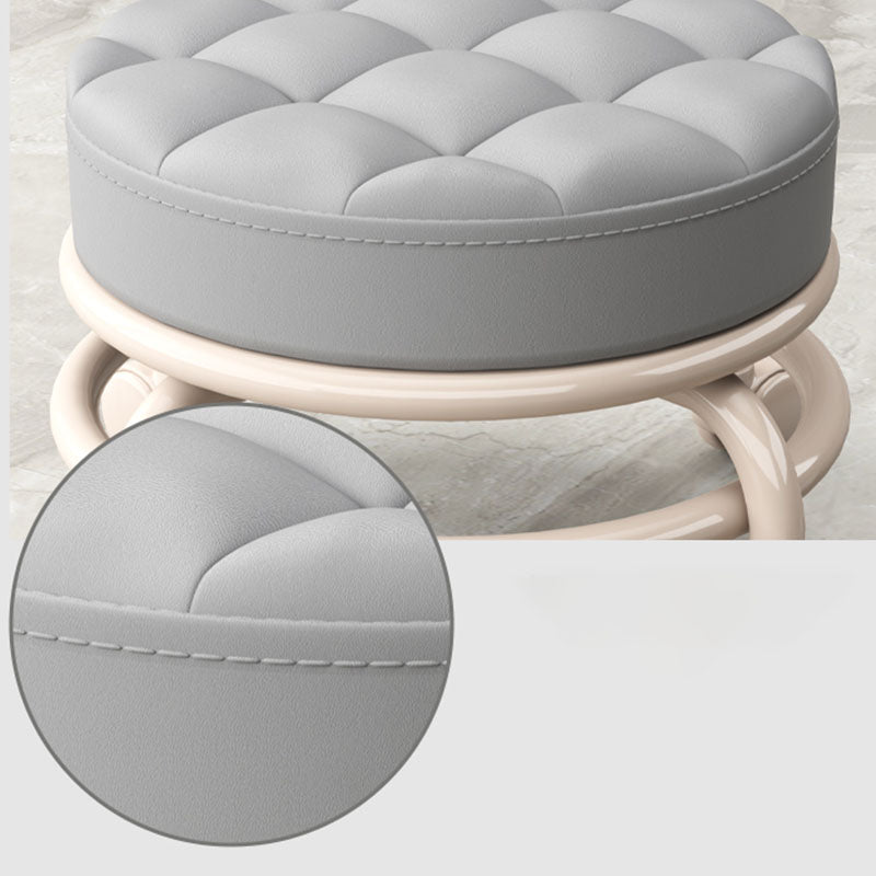 Stain Resistant Ottoman Solid PU Leather Tufted Round Ottoman with Wheels Clearhalo 'furn' 'furn_ottomans_poufs' 'Furniture' 'Living Room Furniture' 'Ottomans & Poufs' 'ottomans_poufs' 6635757