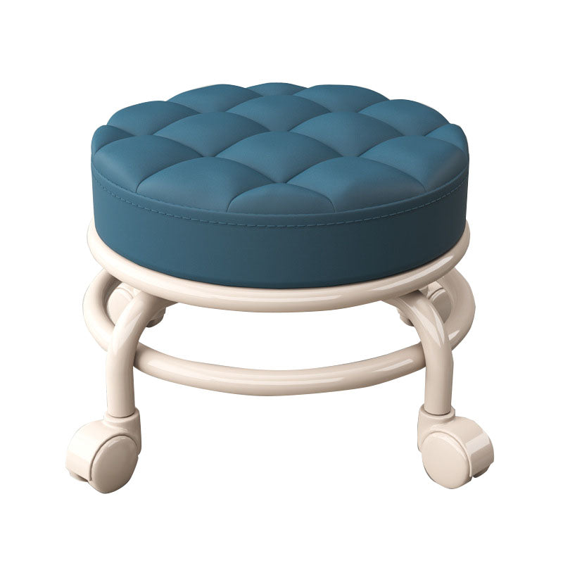 Stain Resistant Ottoman Solid PU Leather Tufted Round Ottoman with Wheels Clearhalo 'furn' 'furn_ottomans_poufs' 'Furniture' 'Living Room Furniture' 'Ottomans & Poufs' 'ottomans_poufs' 6635775