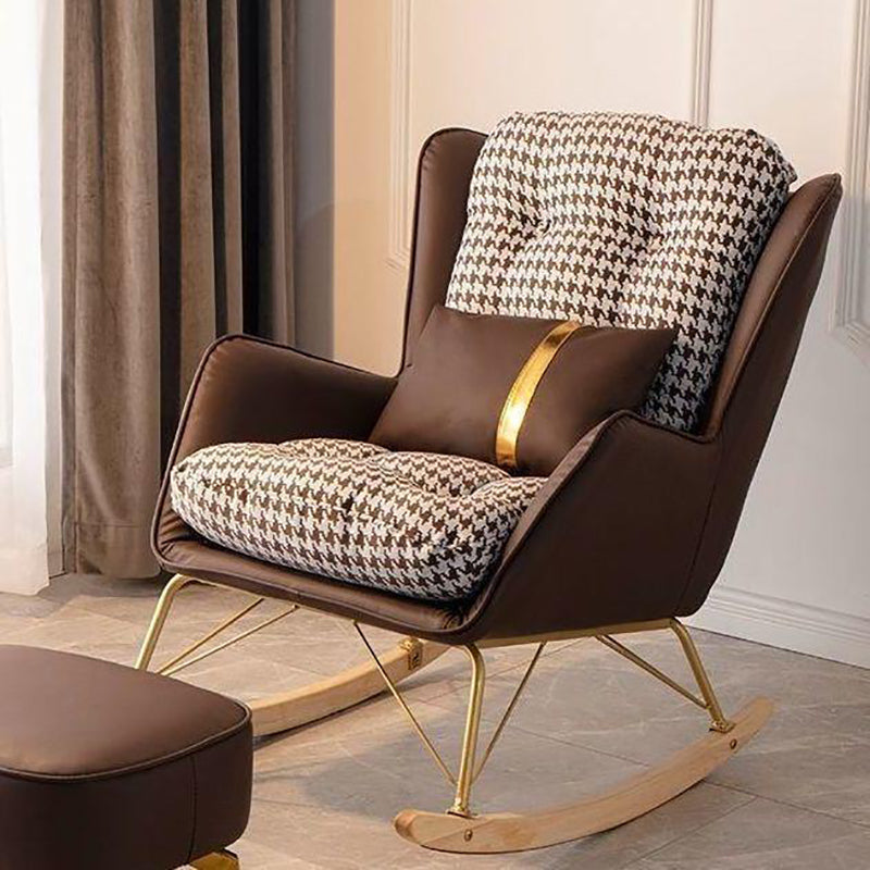 Modern Upholstered Rocker Chair Metal Frame Dirt Resistant Rocker Chair Coffee Rocking Chair Clearhalo 'Chairs & Seating' 'furn' 'furn_rocking_chairs' 'Furniture' 'Living Room Furniture' 'Rocking Chairs' 'rocking_chairs' 6635997