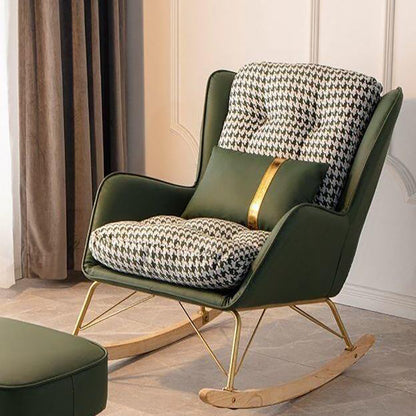 Modern Upholstered Rocker Chair Metal Frame Dirt Resistant Rocker Chair Blackish Green Rocking Chair Clearhalo 'Chairs & Seating' 'furn' 'furn_rocking_chairs' 'Furniture' 'Living Room Furniture' 'Rocking Chairs' 'rocking_chairs' 6635998