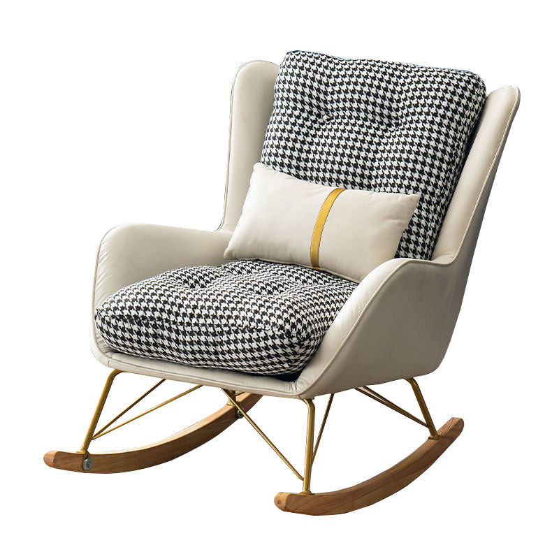 Modern Upholstered Rocker Chair Metal Frame Dirt Resistant Rocker Chair Clearhalo 'Chairs & Seating' 'furn' 'furn_rocking_chairs' 'Furniture' 'Living Room Furniture' 'Rocking Chairs' 'rocking_chairs' 6636001
