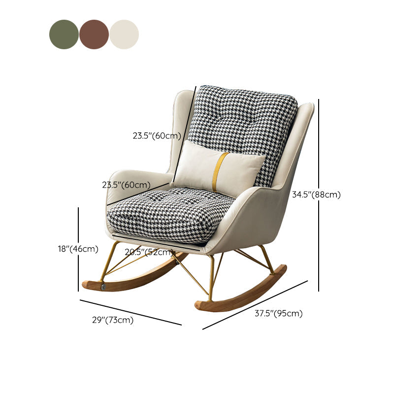 Modern Upholstered Rocker Chair Metal Frame Dirt Resistant Rocker Chair Clearhalo 'Chairs & Seating' 'furn' 'furn_rocking_chairs' 'Furniture' 'Living Room Furniture' 'Rocking Chairs' 'rocking_chairs' 6636008