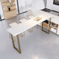 Glam Solid Wood Bar Stool and Table Set 1/4/7 Pieces Pub Table Set 4 Pieces: 1 Table, 3 White Gold Stools Clearhalo 'Bar Furniture' 'furn' 'furn_home_bar_bar_sets' 'Furniture' 'Home Bars & Bar Sets' 'home_bar_bar_sets' 'Kitchen & Dining Furniture' 6636355