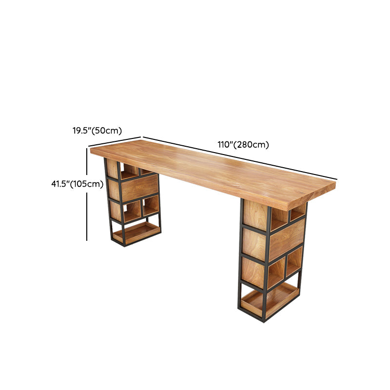 Brown 1/4 Pieces Pub Dining Set Solid Wood Table and Stool Set Clearhalo 'Bar Furniture' 'furn' 'furn_home_bar_bar_sets' 'Furniture' 'Home Bars & Bar Sets' 'home_bar_bar_sets' 'Kitchen & Dining Furniture' 6636384